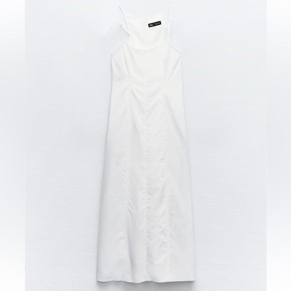 NWT 🤍ZARA BOW GABARDINE MIDI DRESS - Picture 3 of 8